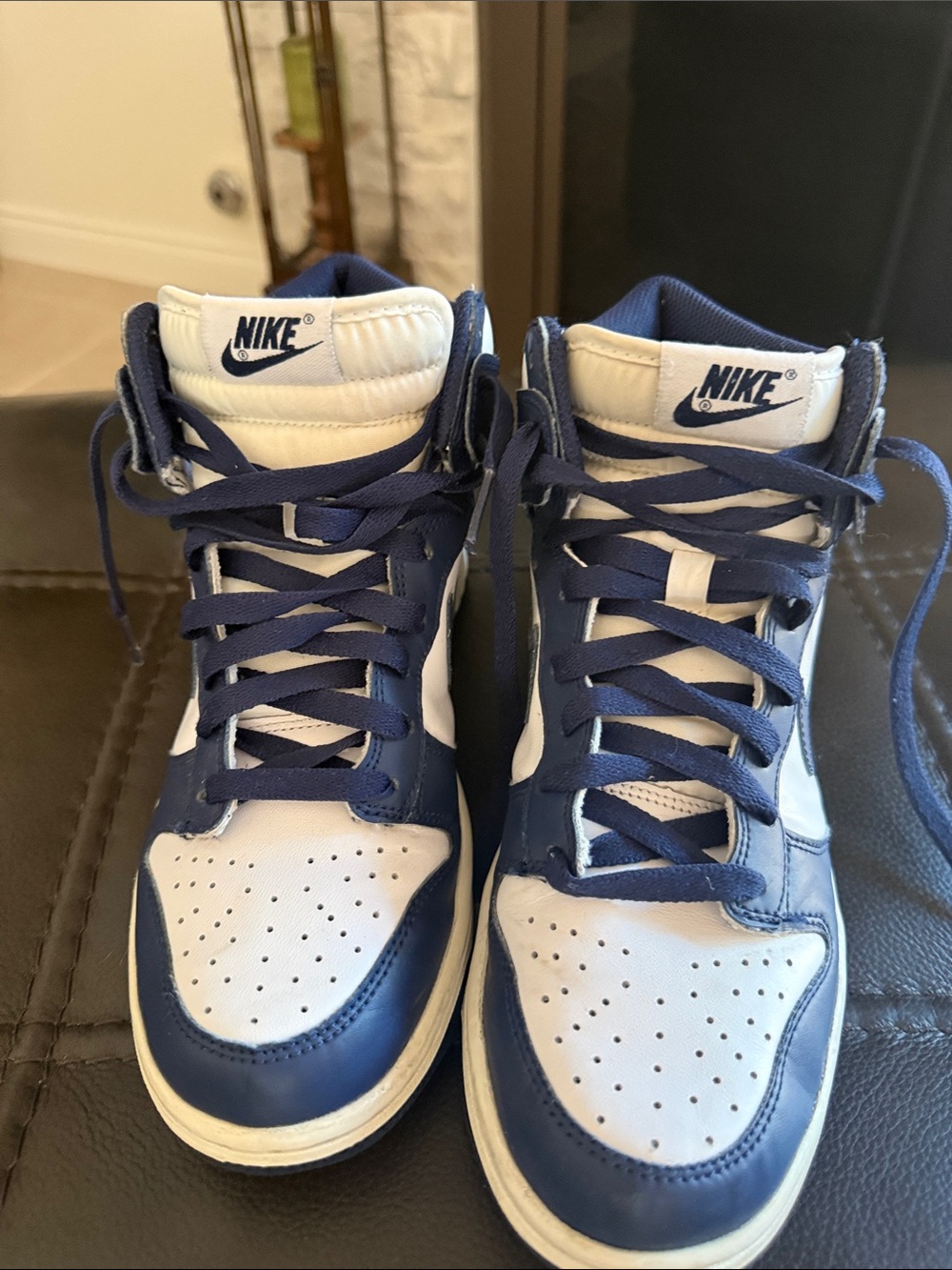 Nike Kids High-Top Sneakers in Navy and White